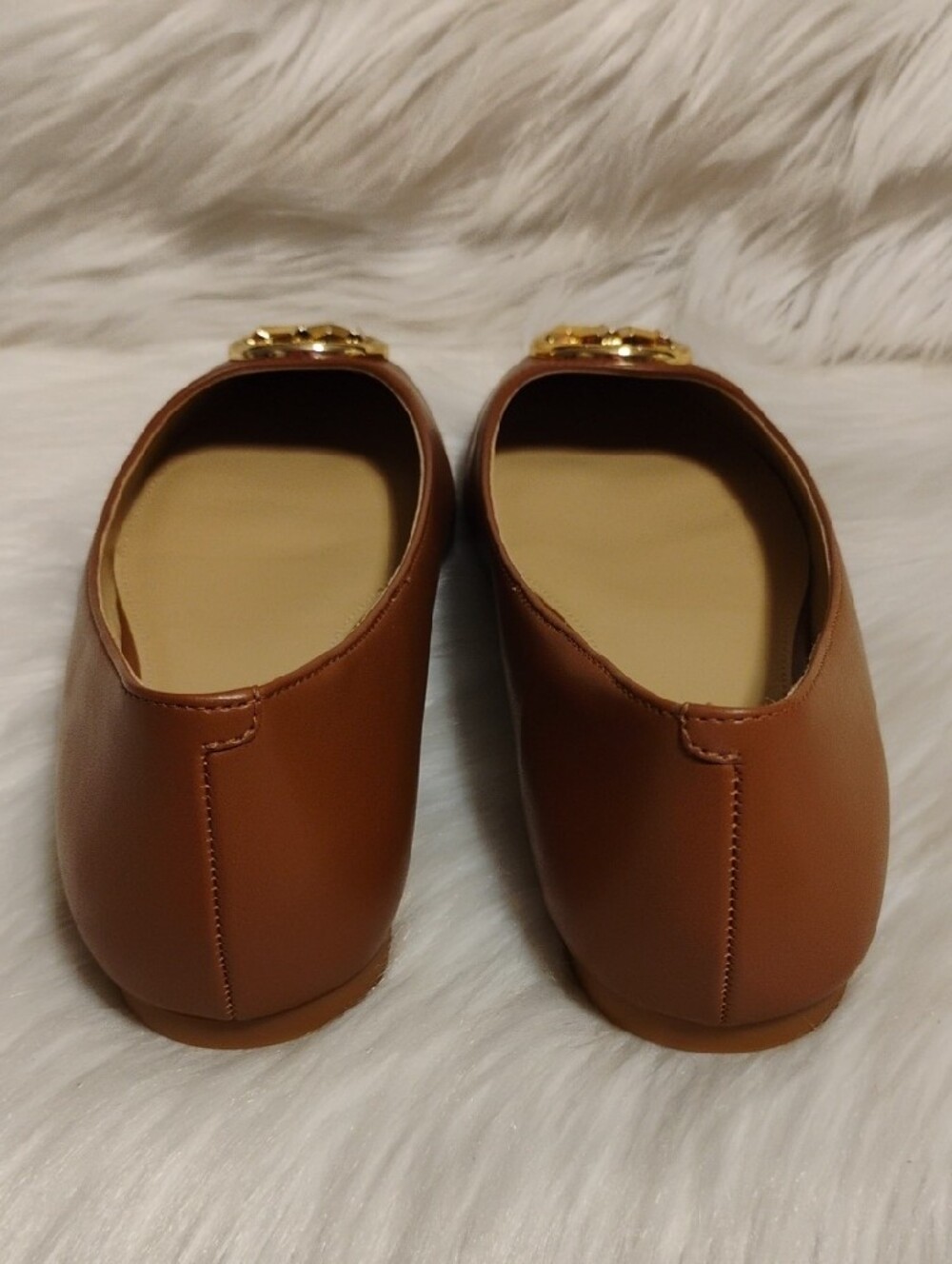 (C-73) New Michael Kors Chestnut Brown Leather MK Logo Ballet Flats - Picture 6 of 10